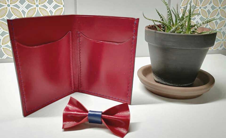 Noeud papillon et pochette cuir Royan
