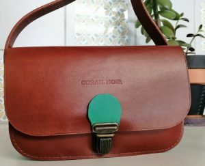 sac cuir véritable atelier cuir corail noir